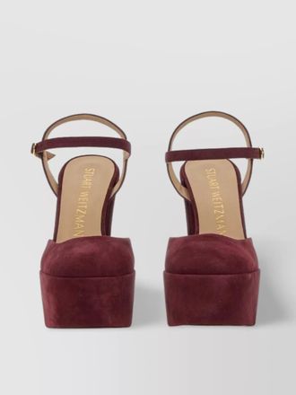 Stuart Weitzman suede square toe platform pumps