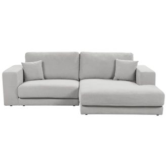 Beliani Sof&aacute; Esquinero Estilo Minimalista Tapizado En Tela Con Cojines Adicionales 3 Plazas A La Izquierda En Color Gris Claro Lofoten