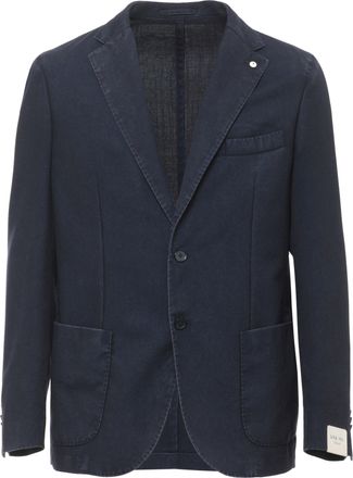 Lubiam Blue Classic Lapel Wool Blazer