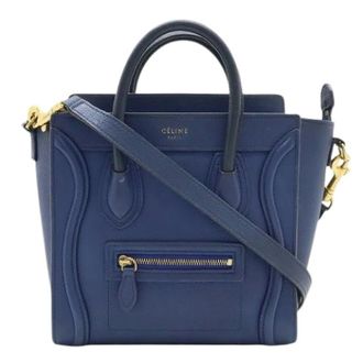 Celine Pre-owned Handbags, female, Blue, Size: ONE SIZE Pre-owned Luggage Nano 2way Bag