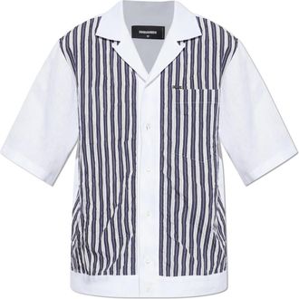 Dsquared2 Shirt met korte mouwen - Heren - Korte mouwen Overhemden - Blauw - L - Polyester - Overhemden