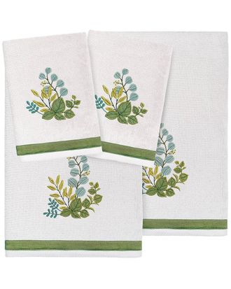 Linum Home Textiles 100% Turkish Cotton Botanica 4Pc Embellished Towel Set