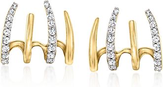 Ross-Simons Diamond Multi-Hoop Earrings in 14kt Yellow Gold