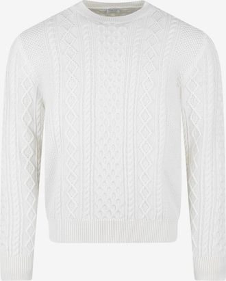 04651/ Rundhals-Strickpullover aus edlem Material Foggy Cable Crew