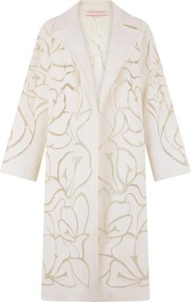Valentino Garavani Wollen jas met uitsparingen - Dames - Mantel - Wit - L - Wol - Jassen