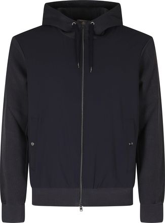 Herno Blue Hooded Sweatshirt-Style Cotton Jacket