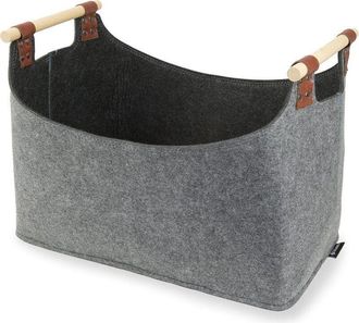 OEM Cesta Para Le&ntilde;a, Cesta Grande De Fieltro Con 2 Asas, Cesta Plegable Para Guardar Le&ntilde;a, Bolsa De Fieltro Para Le&ntilde;a, Madera, Peri&oacute;dicos Y Juguetes (gris