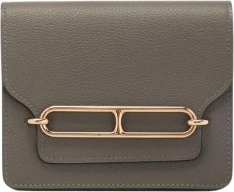 Herm&egrave;s Pre-owned Roulis Slim Compact Wallet - Dames - Vintage Accessoires - Grijs - ONE Size - Leer - Vintage