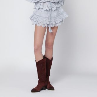 Isabel Marant Light blue lace Puria shorts with ruffles