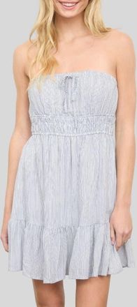Blu Pepper Stripe Ruffled Hem Strapless Dress in Navy at Nordstrom, Size Medium