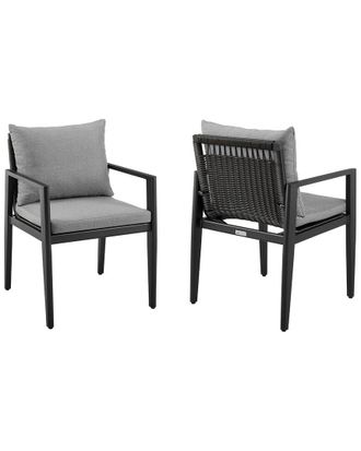 Armen Living Cayman Outdoor Patio Dining Chairs With Arms