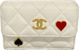 Chanel White Grained Calfskin Wallet (Tri-Fold) (Pre-Owned)