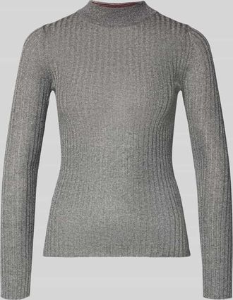 Marella Strickpullover mit geripptem Stehkragen in Mittelgrau Melange, Größe XXL
