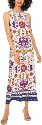 Vince Camuto Tie Print Sleeveless Maxi Dress in New Ivory at Nordstrom, Size Xx-Small