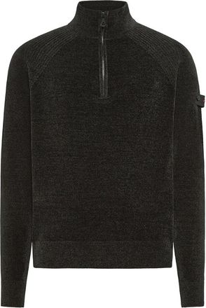 Peuterey Crivelli Plain Chenille Trui met Halve Rits - Heren - Coltruien - Grijs - XL - Polyester - Truien & Vesten