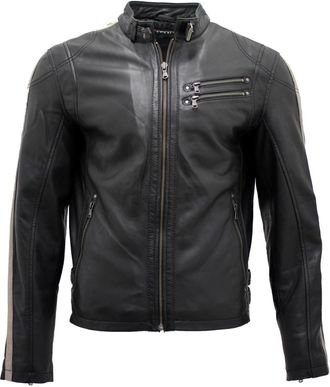 Infinity Leather Cafe Racing Striped Leather Jacket-Marseille