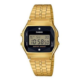 Casio Waterproof Quartz Unisex Mens Gold Digital A159WGED-1