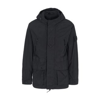 Stone Island Q100024 Shiny Stretch Nylon Parka - male - Stone Island - Parkas - Black - M - Coats