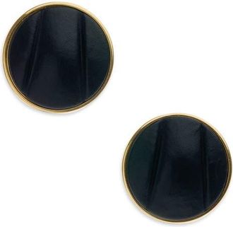 Chlo&eacute; The Chlo&eacute; Pleats Leather Clip-On Earrings in Black at Nordstrom
