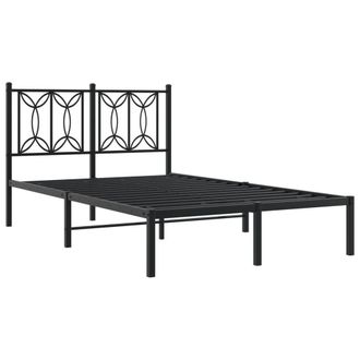 Berkfield Home Metal Bed Frame without Mattress with Headboard Black 120x190cm | Size: 120x190 cm