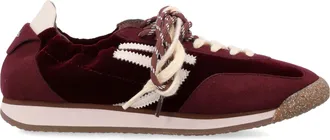 Puraai Burgundy Low-Profile Sneakers with Cream Zigzag Accents