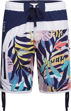 KAM Swimwear Trunks Floral Panell Stretch Shorts Drawstring Mens 2XL-8XL 3018 (UK, Alpha, XXL, Regular, Regular, Navy)