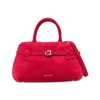Manu Atelier Handbags, female, Red, Size: ONE SIZE Red Suede Buckle Detail Top Handle