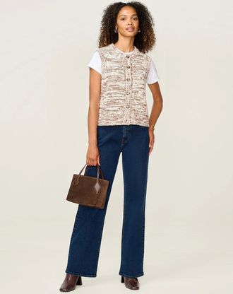 Omnes Womens STUDIO OMNES Matilda Vest in Brown and Cream - White - Size: 18/20