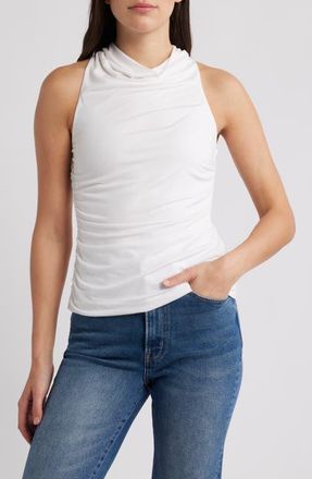 French Connection Gibson Ruched Cowl Neck Top in Summer White at Nordstrom, Size X-Large