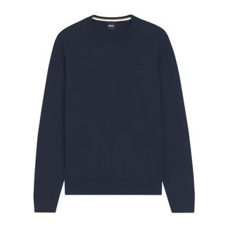 HUGO BOSS Hugo, Round-neck Knitwear, male, Blue, Size: 2XL Upacas-L Cotton Crewneck Sweater