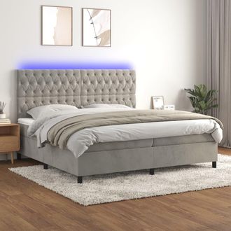 vidaXL Vidaxl - Cama Box Spring Colch&oacute;n Y Led Terciopelo Gris Claro 200x200 Cm