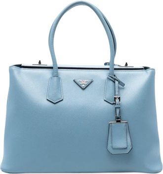 Prada 2000-2025 Saffiano Cuir Turnlock Twin satchel - Blauw