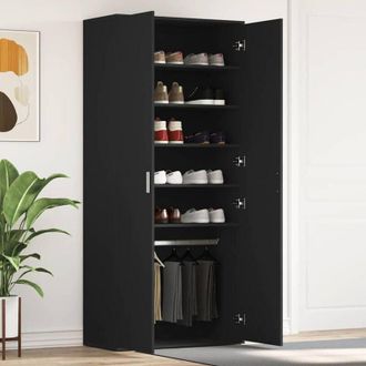 vidaXL Mobile per scarpe Nero 80 x 39 x 180 cm Legno multistrato - Vidaxl