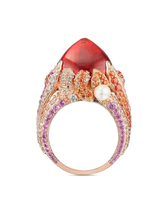 Anabela Chan Anello in oro rosa 18kt con perla e gemme Goldenberry Sugarloaf - Arancione