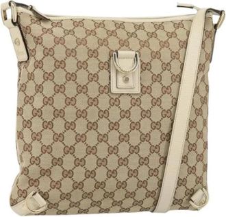 Gucci Pre-owned Vintage Canvas Cross Body Tas - Dames - Vintage Schoudertas - Beige - ONE Size - Vintage