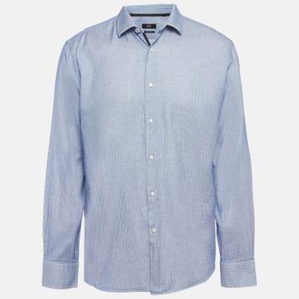 HUGO BOSS Boss By Hugo Boss Blue Patterned Cotton Button Up Shirt