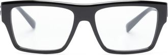 Dolce & Gabbana Eyewear logo-plaque square-frame glasses - men - Acetate - 53 - Black