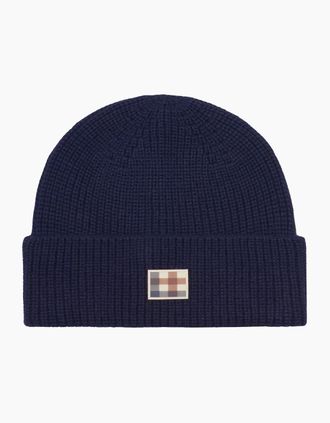 Aquascutum Mens Aquascutum Active Label Navy Blue Beanie Hat - Size: ONE size