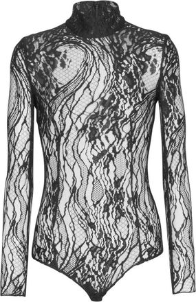 Balmain Lange mouwen kanten body - Dames - Bodies - Zwart - 2XS - Katoen - Tops