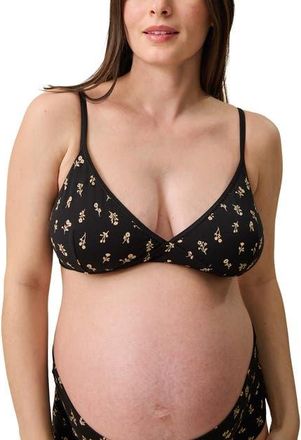 Kindred Bravely Every Stage Triangle Bralette in Black Wildflower at Nordstrom, Size X-Small