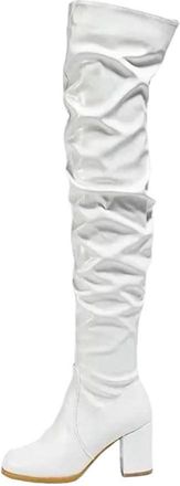 Generic Womens Over Knee Leather Boots Chunky Heel Long Warm Lined Casual Outdoor Boot