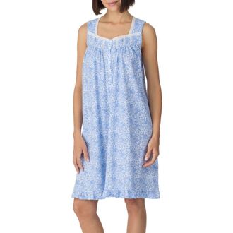 Eileen West Sleeveless Cotton Jersey Nightgown in Blue at Nordstrom, Size X-Large