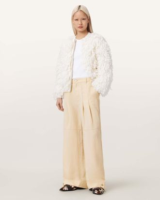 AllSaints Lyocell Sherell Barrel Leg Trousers, Size: UK 14/US 10