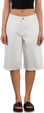 HINT OF BLU Longer Length Denim Shorts in Star White at Nordstrom, Size 32