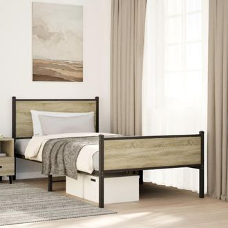 Berkfield Home Metal Bed Frame without Mattress Sonoma Oak 100x200 cm in Brown