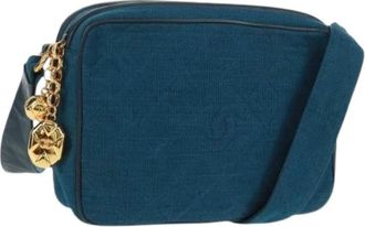 Chanel Pre-owned Cross Body Bags, female, Blue, Size: ONE SIZE Pre-owned Vintage Canvas Shoulder Bag