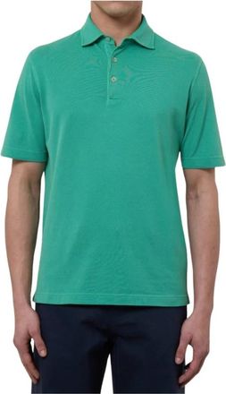FILIPPO DE LAURENTIIS Polo van cr&ecirc;pe-katoen met korte mouwen - Heren - Polos - Groen - XL - Katoen - Tops