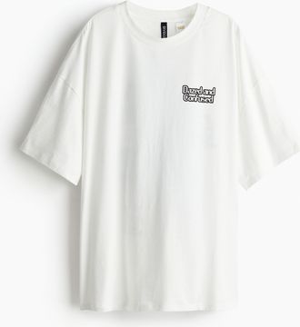 H&M Oversized T-Shirt mit Print - White