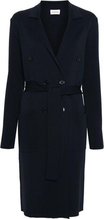 P.A.R.O.S.H. knitted double-breasted midi coat - women - Viscose/Polyamide - S - Blue