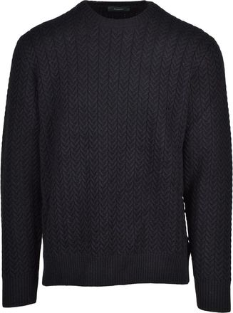 Zanone Zanone Cable Knit Crew Neck Sweater - Black
